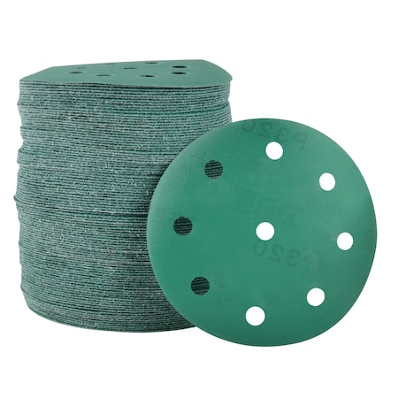 Legit Grit 5 inch Sand paper Disc, 9-Hole, 320 Grit, 100PK LG5-9320-100